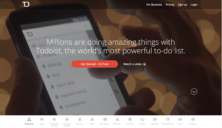 eCommerce Landing Page Design Best Practices - Todolist's CTA