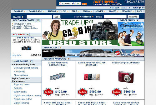 Camera Store Homepage