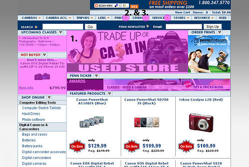 Camera Store Homepage with Changes