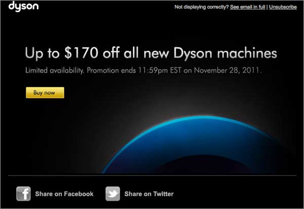 Holiday Email: Dyson Example