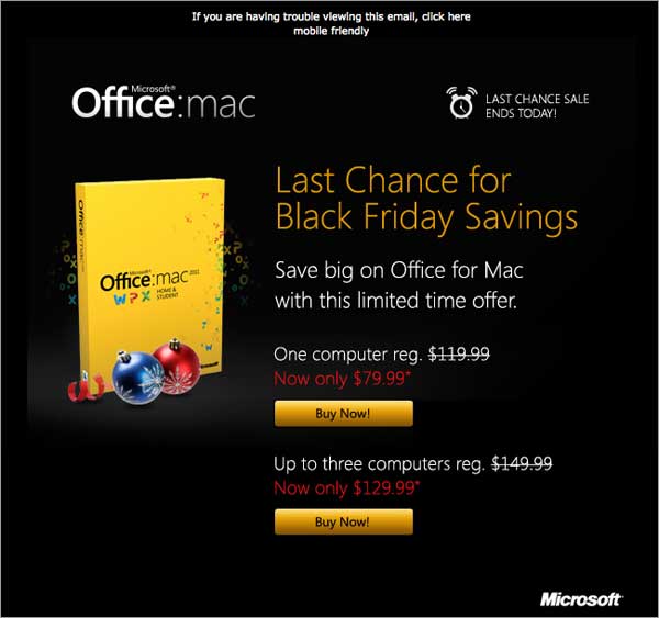 Holiday Email: Microsoft Office