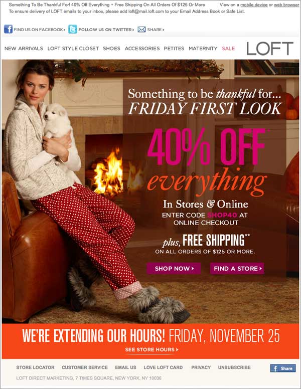 Holiday Email: Loft Example