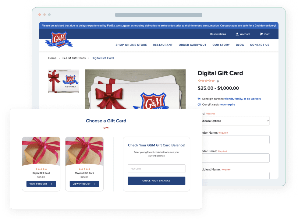Creating Custom Gift Card Functionality