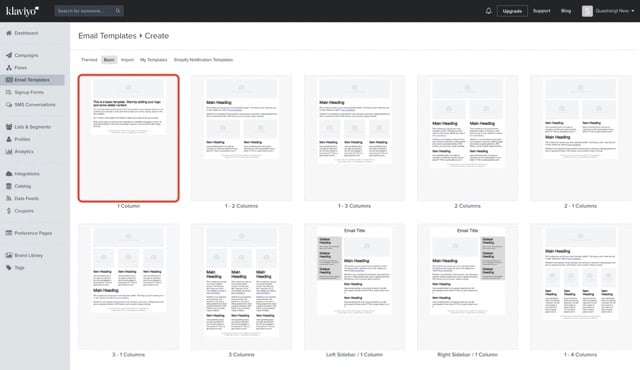 Klaviyo vs MailChimp -  Klaviyos Template Library Email SMS Forms Flows  