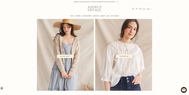 Adored Vintage - Shopify Website Examples - eCommerce Site Designs Medium