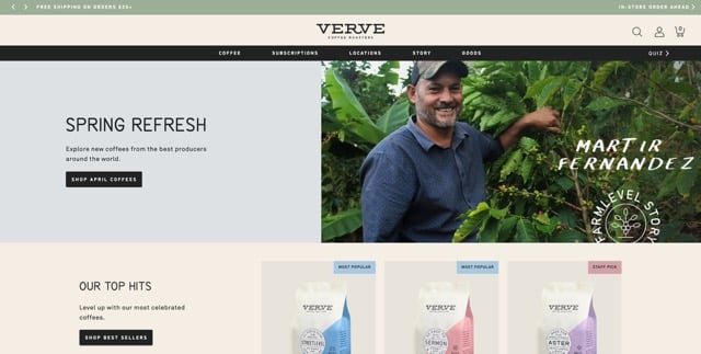 Verve Coffee Roasters - Shopify Website Examples - eCommerce Site Designs Medium
