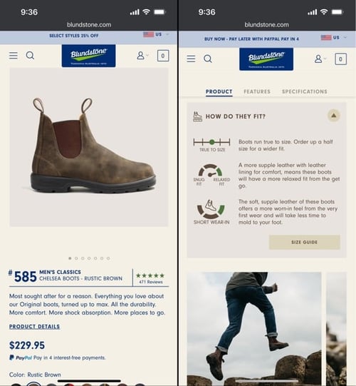 eCommerce Mobile Site - Blundstone 