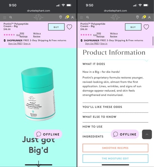 eCommerce Mobile Site - Drunk Elephant 