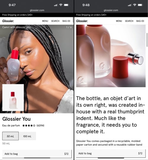 eCommerce Mobile Site - Glossier 