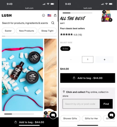 eCommerce Mobile Site - Lush 