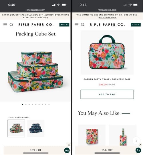 eCommerce Mobile Site - Rifle Paper 