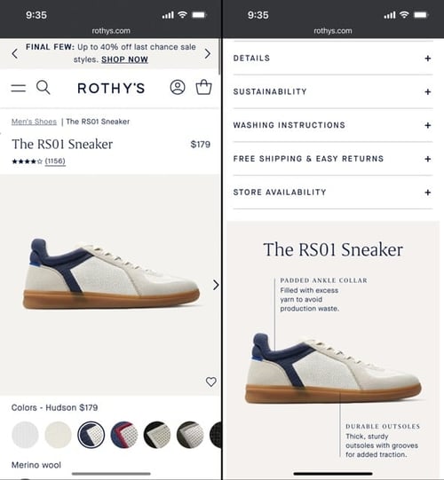 eCommerce Mobile Site - Rothys 