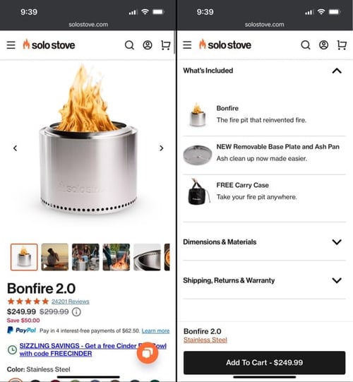 eCommerce Mobile Site - Solostove 