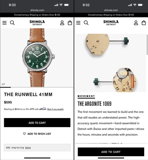 eCommerce Mobile Site - Shinola