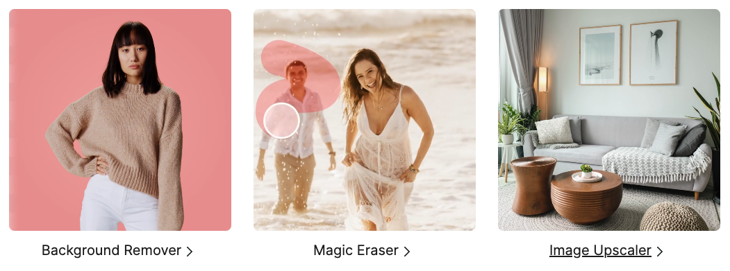 Pixelcut AI Features Background Remover Magic Eraser Image Upscaler