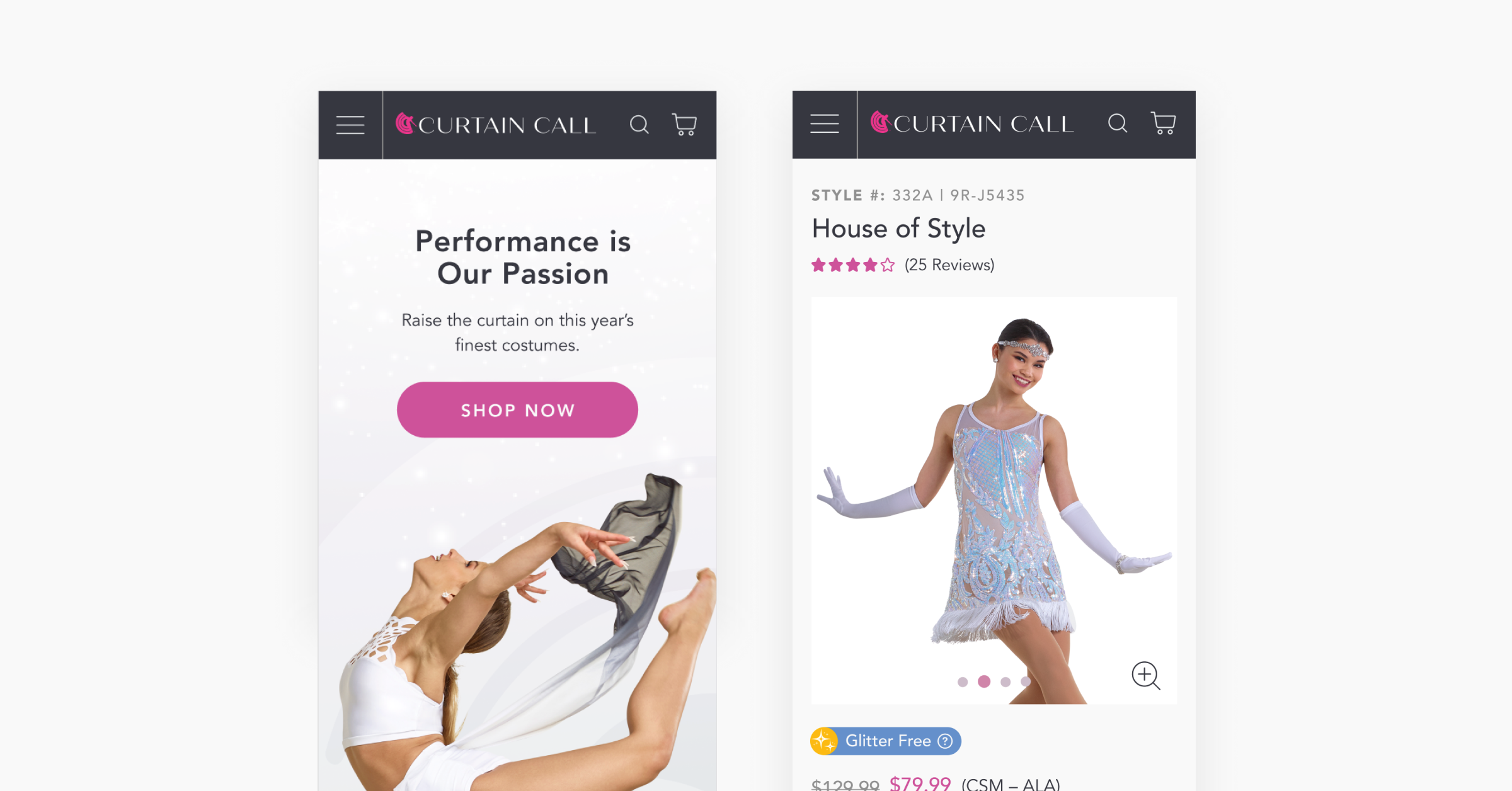 BigCommerce Design - Curtain Call Mobile