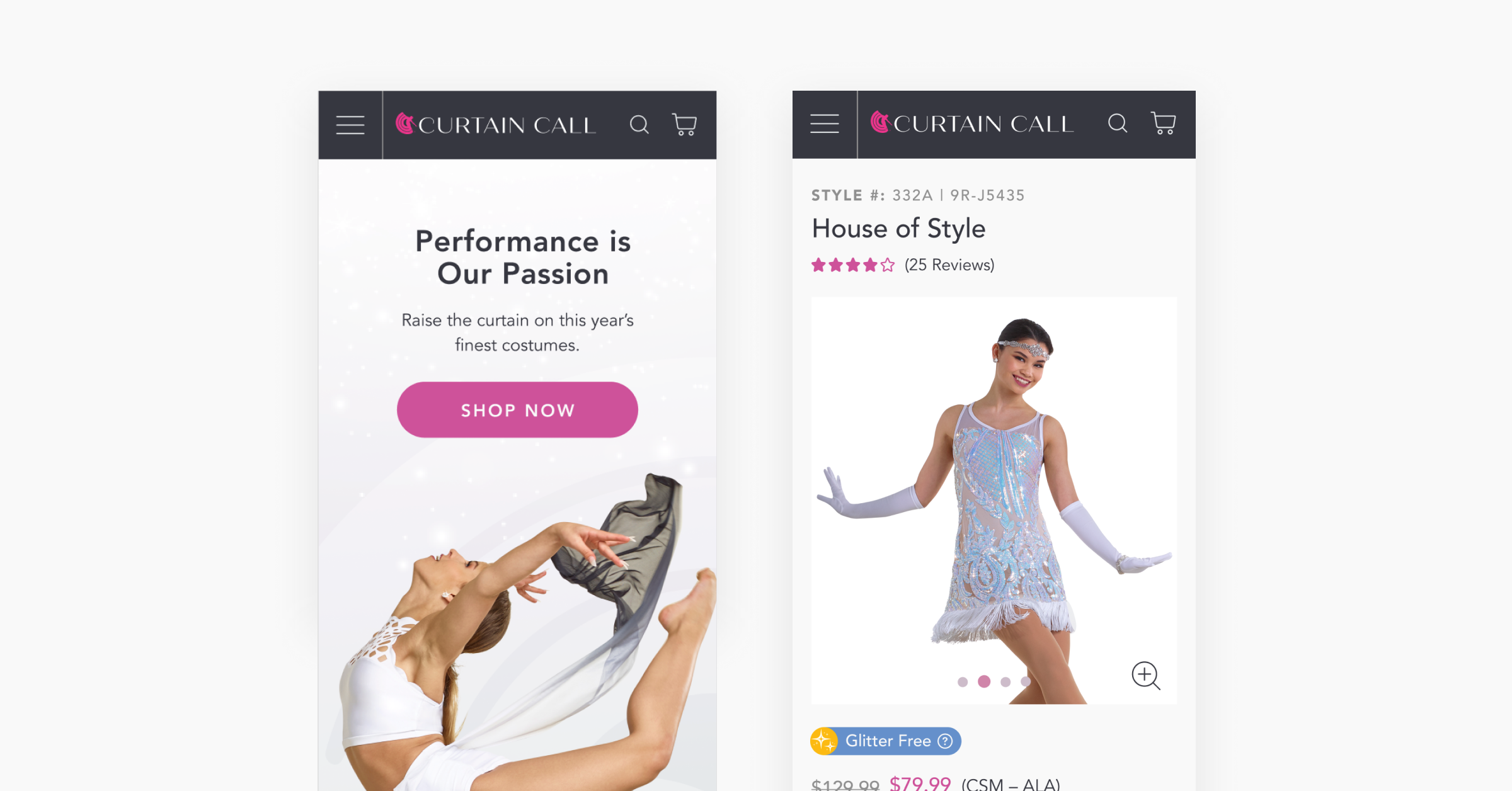Curtain Call's Mobile eCommerce Design