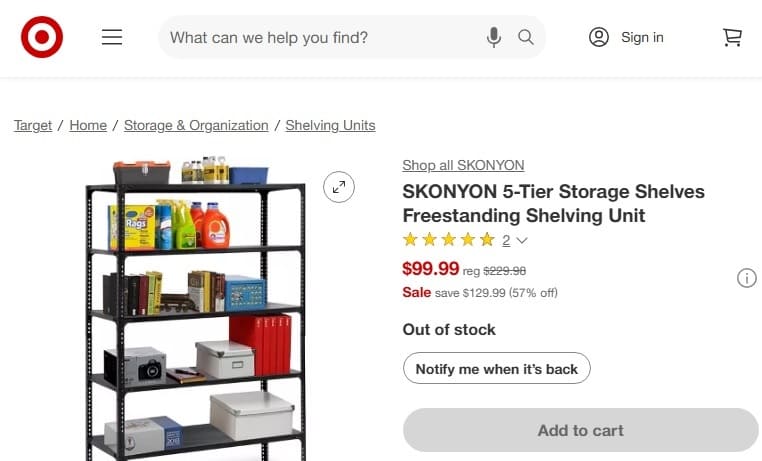 Back-in-stock notification example