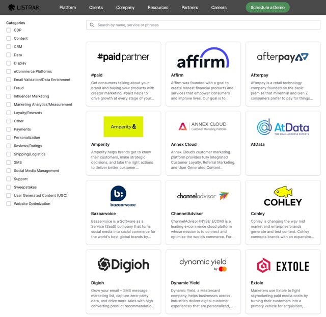 Listrak vs. Klaviyo, apps and integrations  