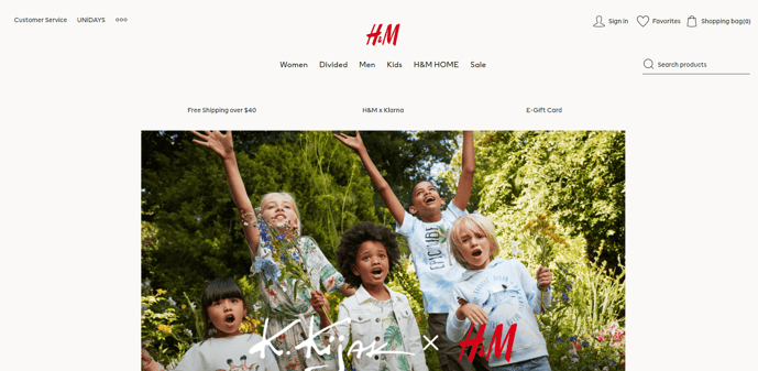 Above The Fold Web Design: H&M's Faux-Width Banner