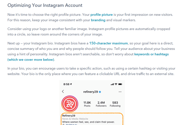 HubSpot's Instagram Marketing Pillar Page