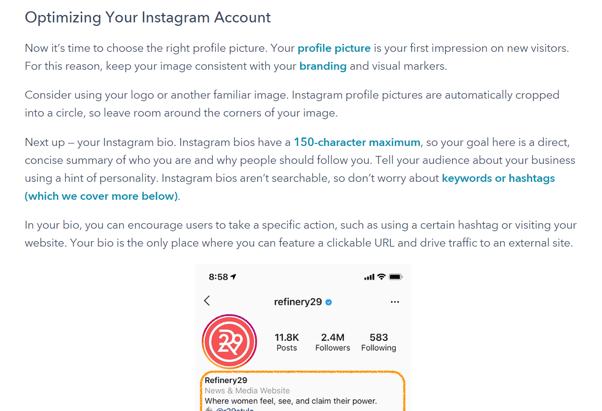 HubSpot's Instagram Marketing Pillar Page