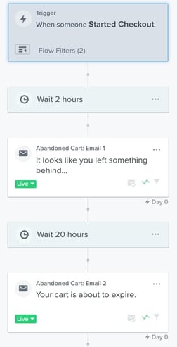 Example Of A Time Delay In Klaviyo Abandoned Cart Flow