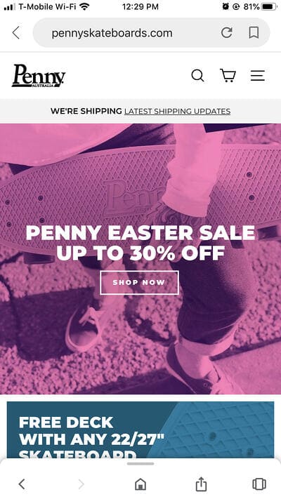 Mobile eCommerce Examples: Penny Skateboards